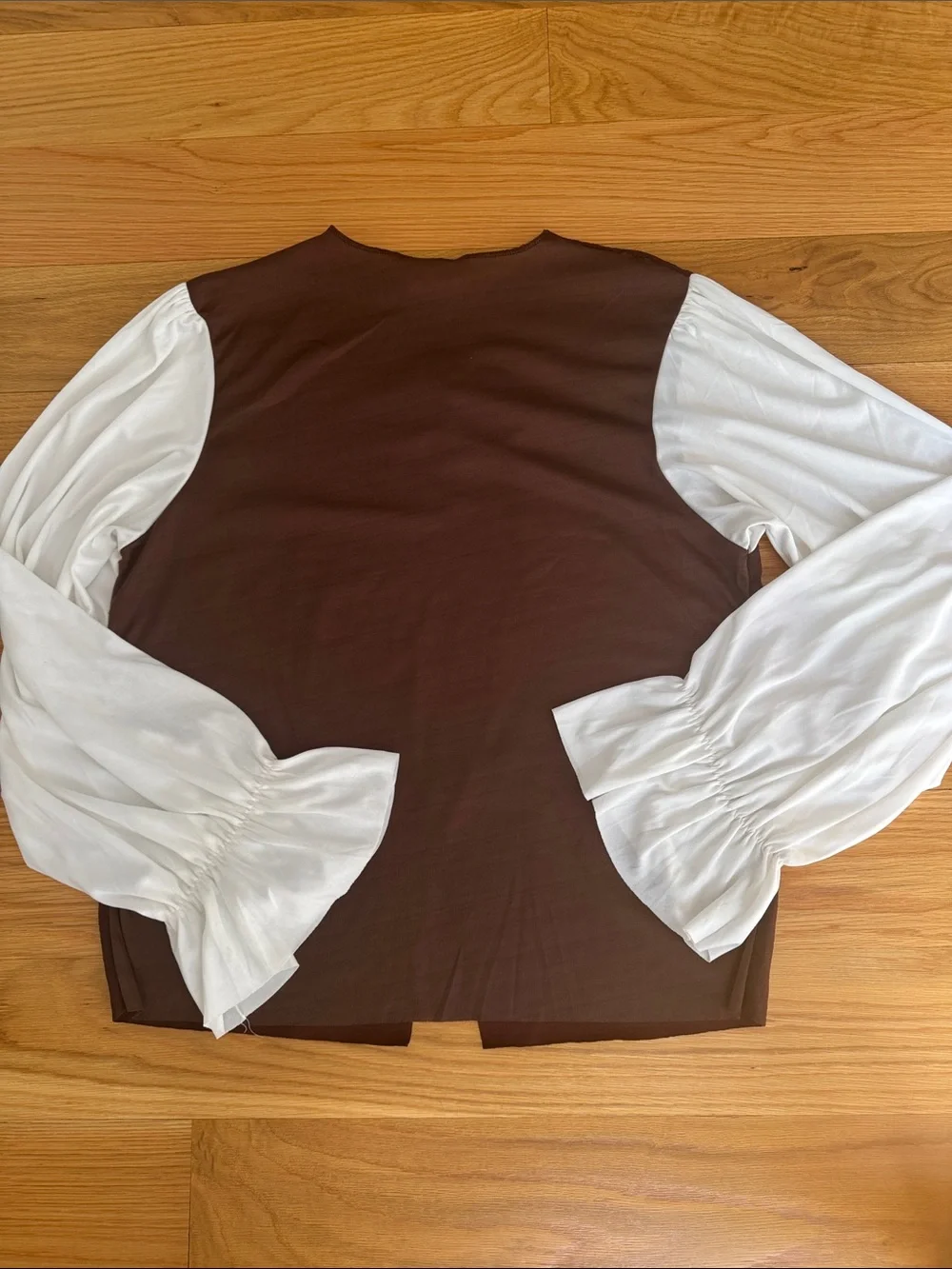 Kids Two-Tone Lace-Up Top in Brown and White